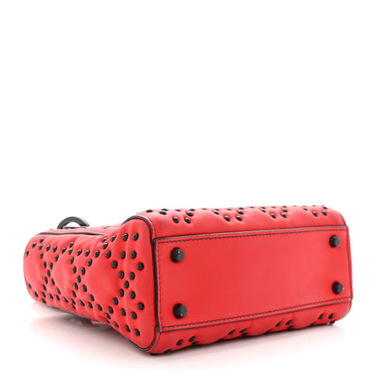 Christian Dior Ultra Matte Calfskin Studded Mini Supple Lady Dior Red Black 4 of 23