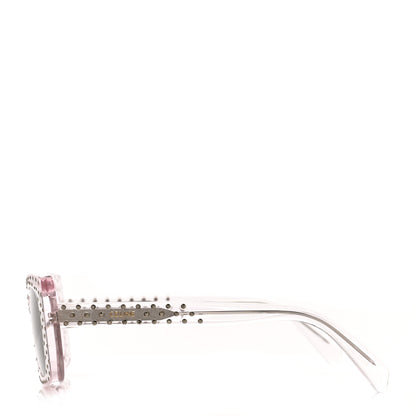 Celine Acetate Crystal Studded Rectangle Sunglasses Clear Brown 3 of 7
