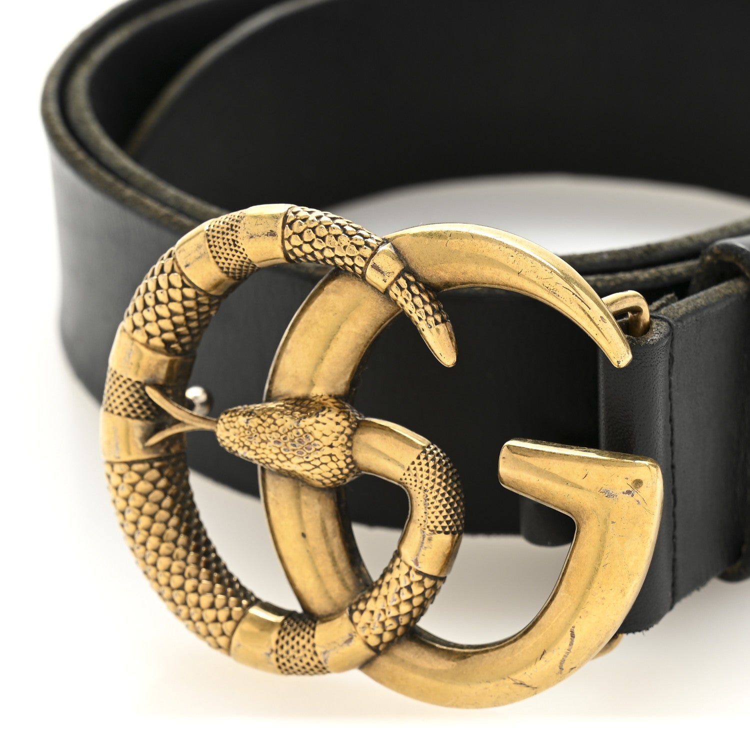 Gucci Faded Calfskin Snake Double G Belt 100 40 Black 6 of 7