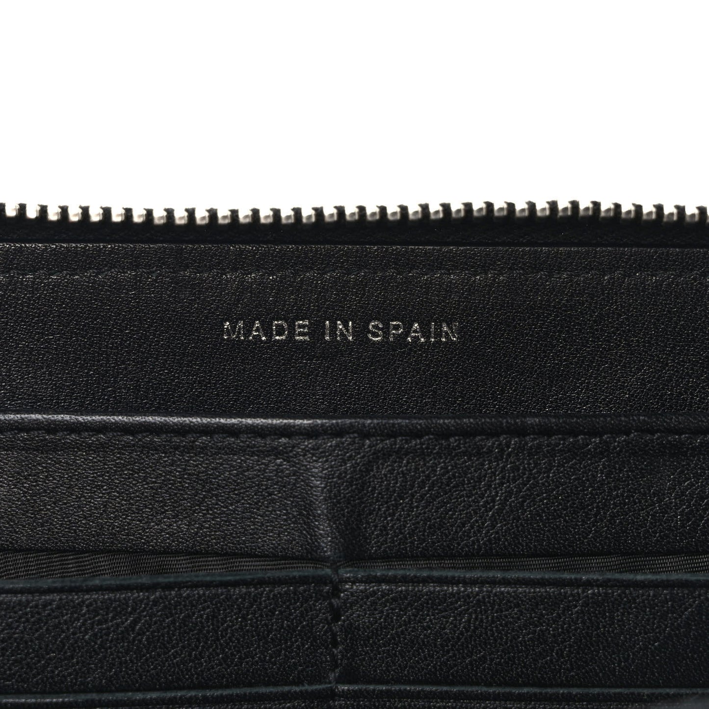 Striated Patent Zip Around Wallet Black
