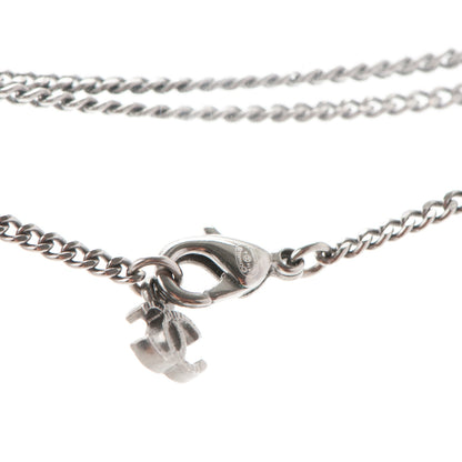Chanel Gripoix Poured Glass CC Necklace Silver Black 4 of 4