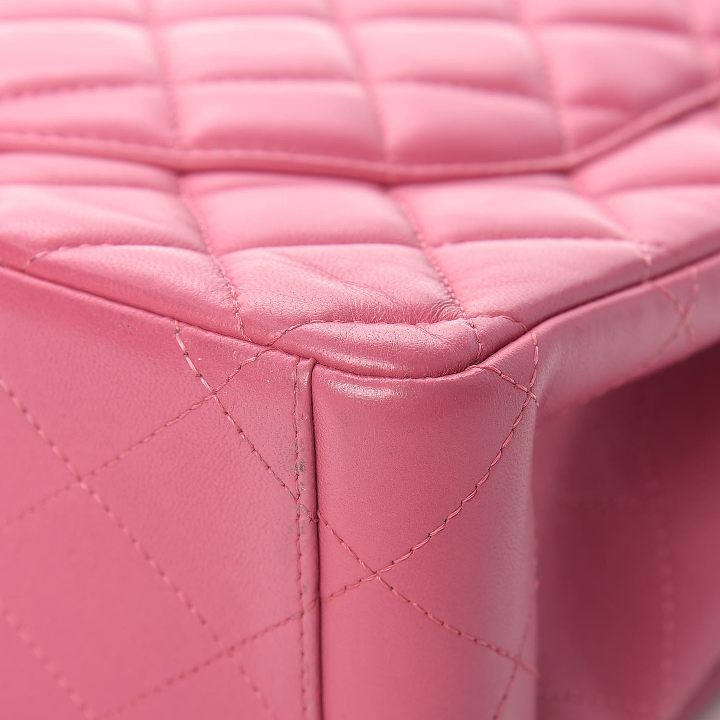 Lambskin Quilted Maxi Double Flap Dark Pink