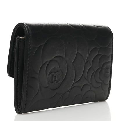 Chanel Lambskin Camellia Embossed Flap Card Holder Black 3 of 12