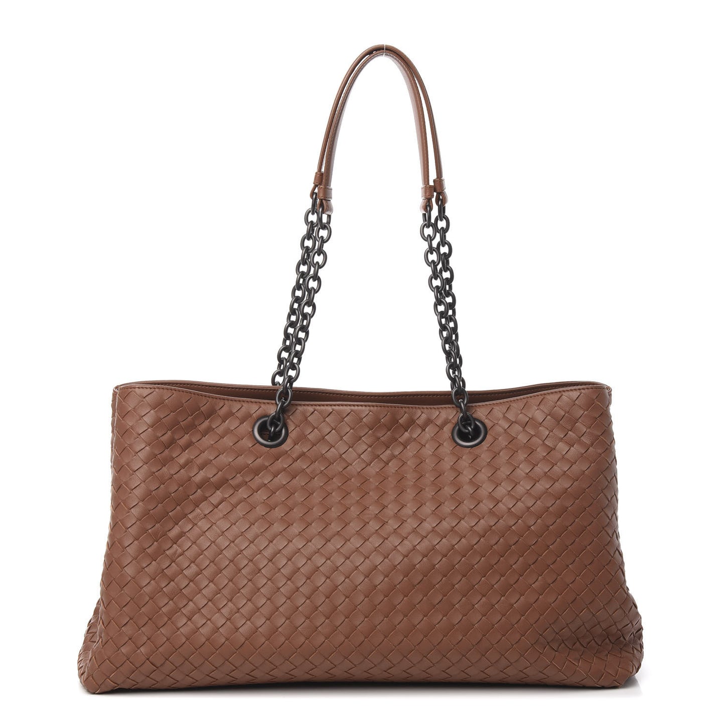 Nappa Intrecciato Large Classic Chain Strap Tote Noce