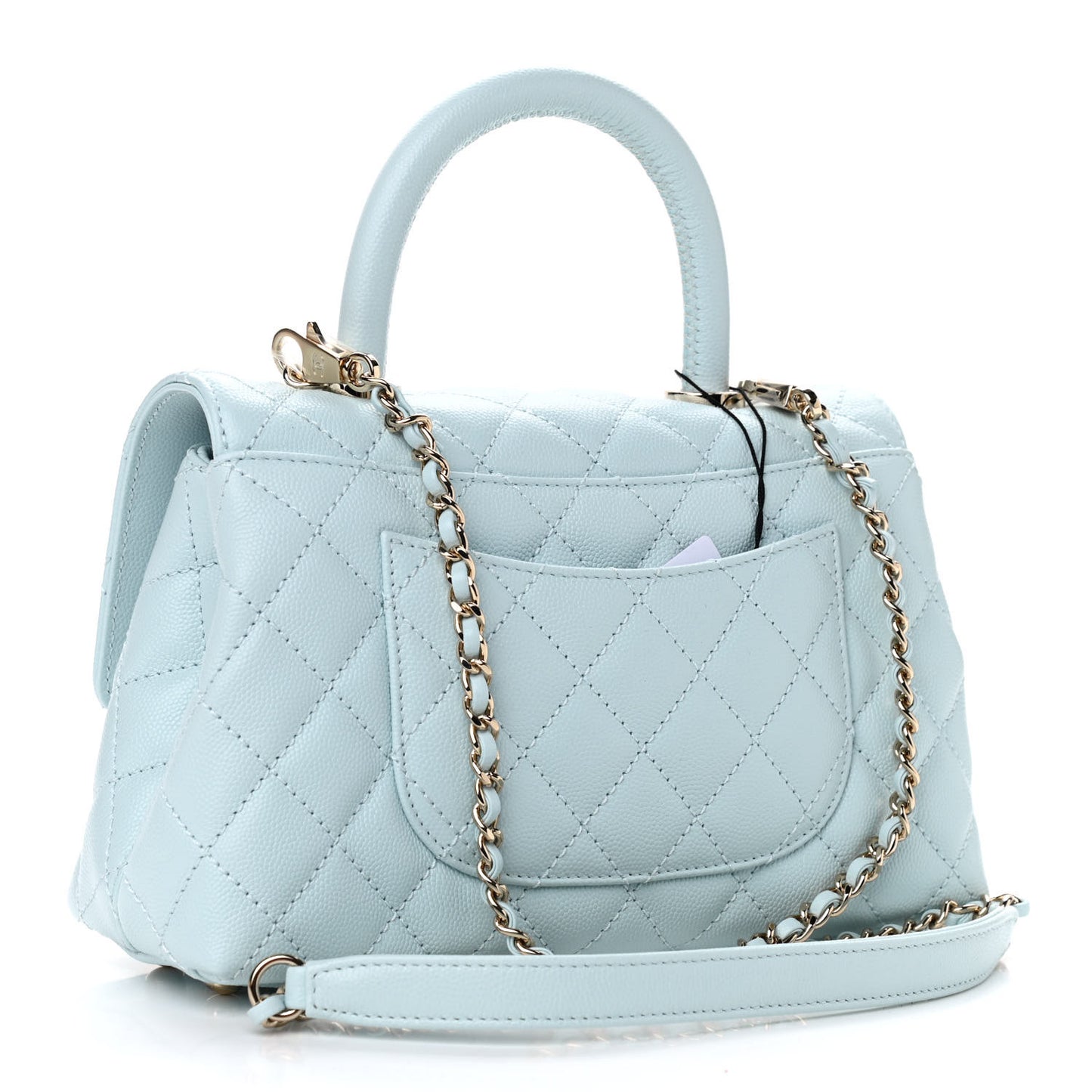 Caviar Quilted Mini Coco Handle Flap Light Blue