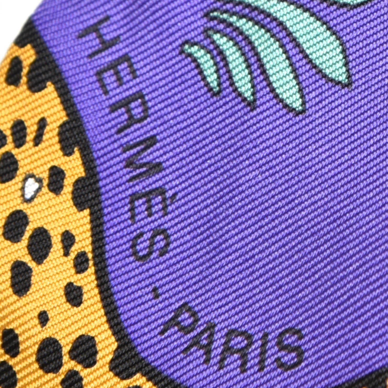 Hermes Silk Les Leopards Twilly Violet Ocre Vert 5 of 5