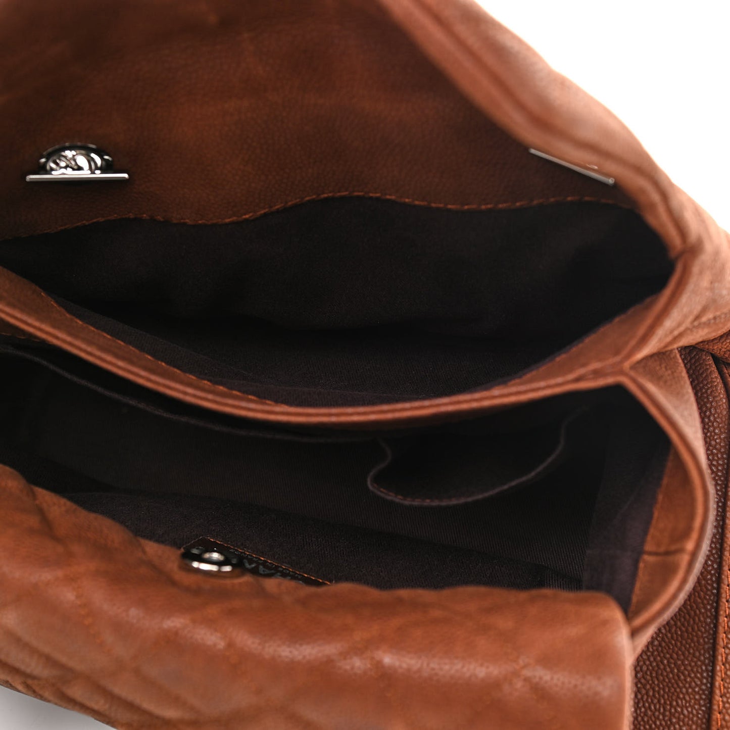 Iridescent Caviar Quilted Lady Pearly Tote Brown