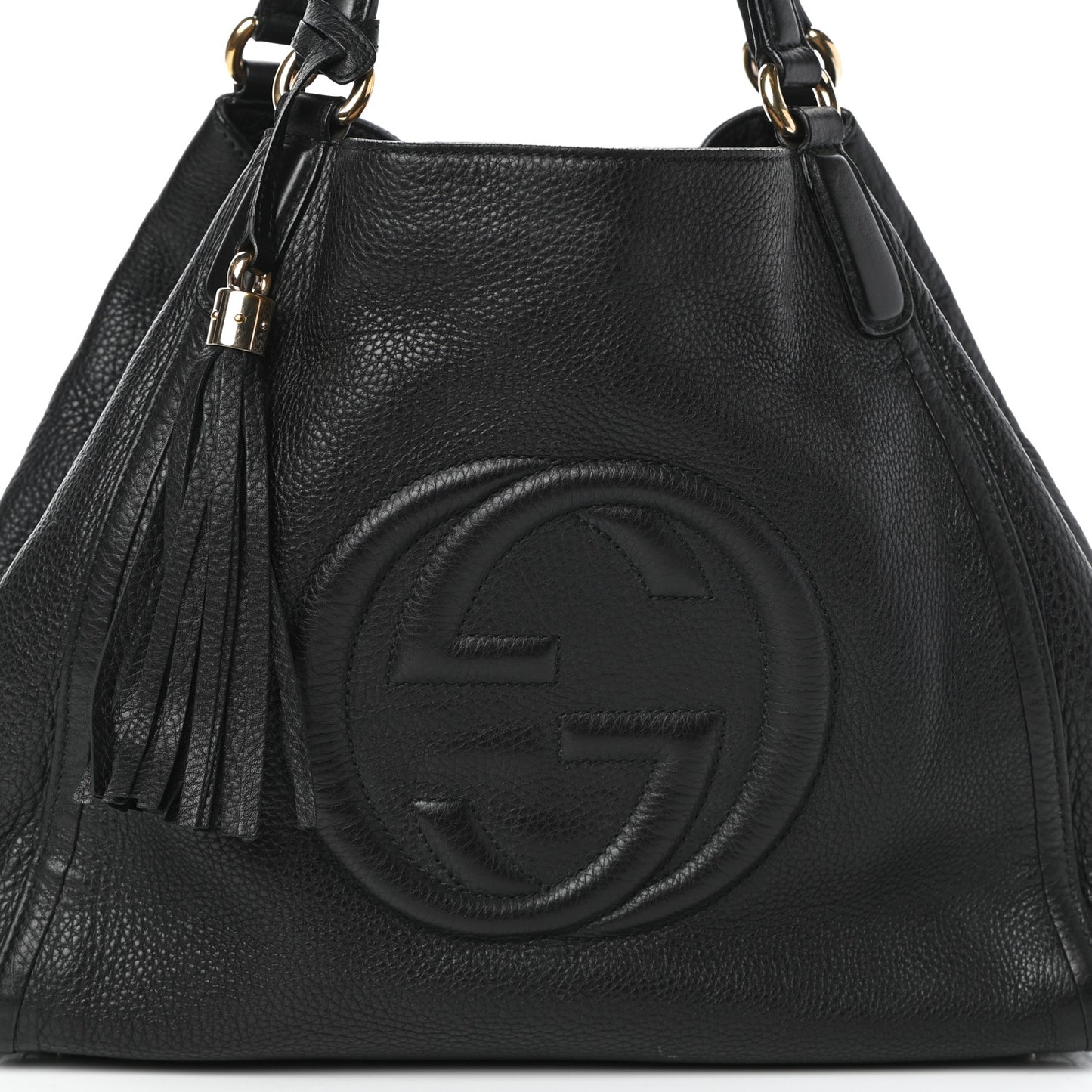 Pebbled Calfskin Medium Soho Shoulder Bag Black