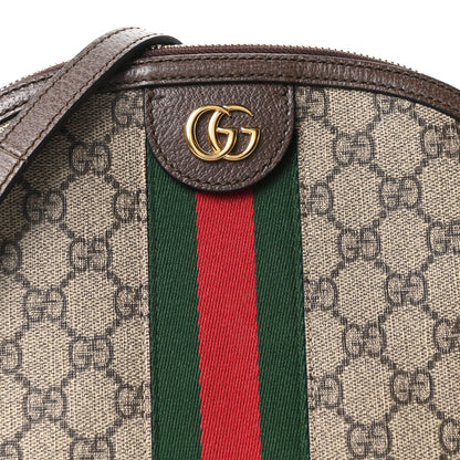 Gucci GG Supreme Monogram Textured Dollar Calfskin Web Small Ophidia Dome Shoulder Bag Beige Ebony New Acero 8 of 10