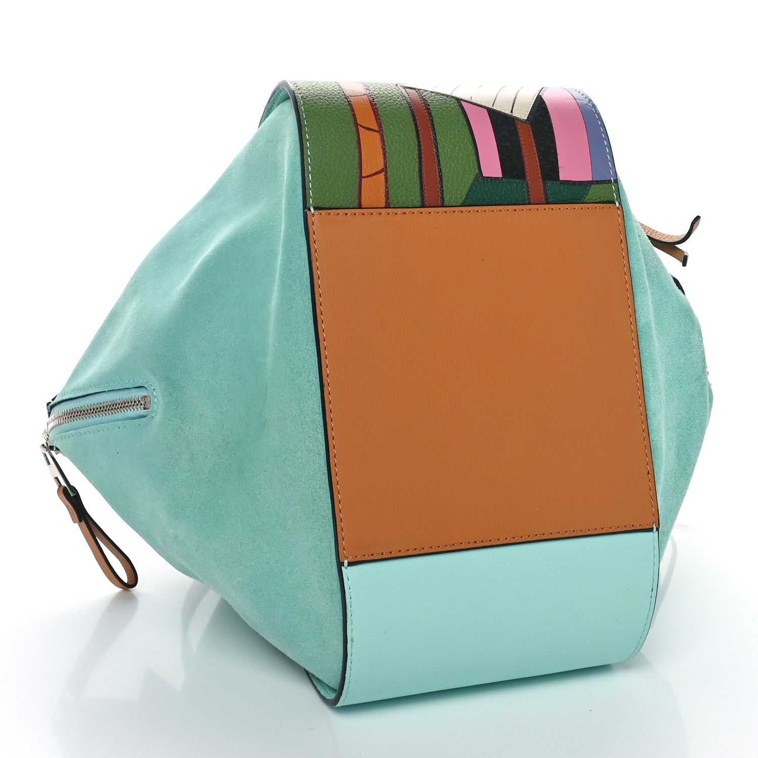 Loewe X KEN PRICE Calfskin Suede Small Easter Island Hammock Shoulder Bag Blue Tan Multicolor 4 of 11
