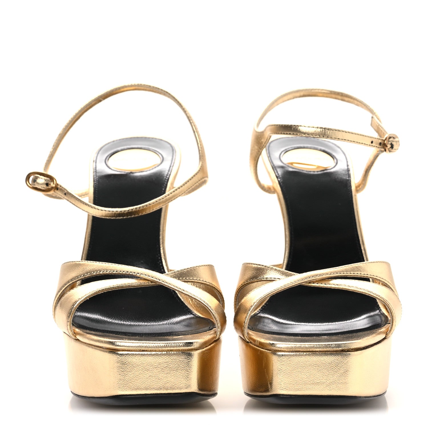 Saint Laurent Metallic Debbie Platform Sandal 37.5 Gold 3 of 14