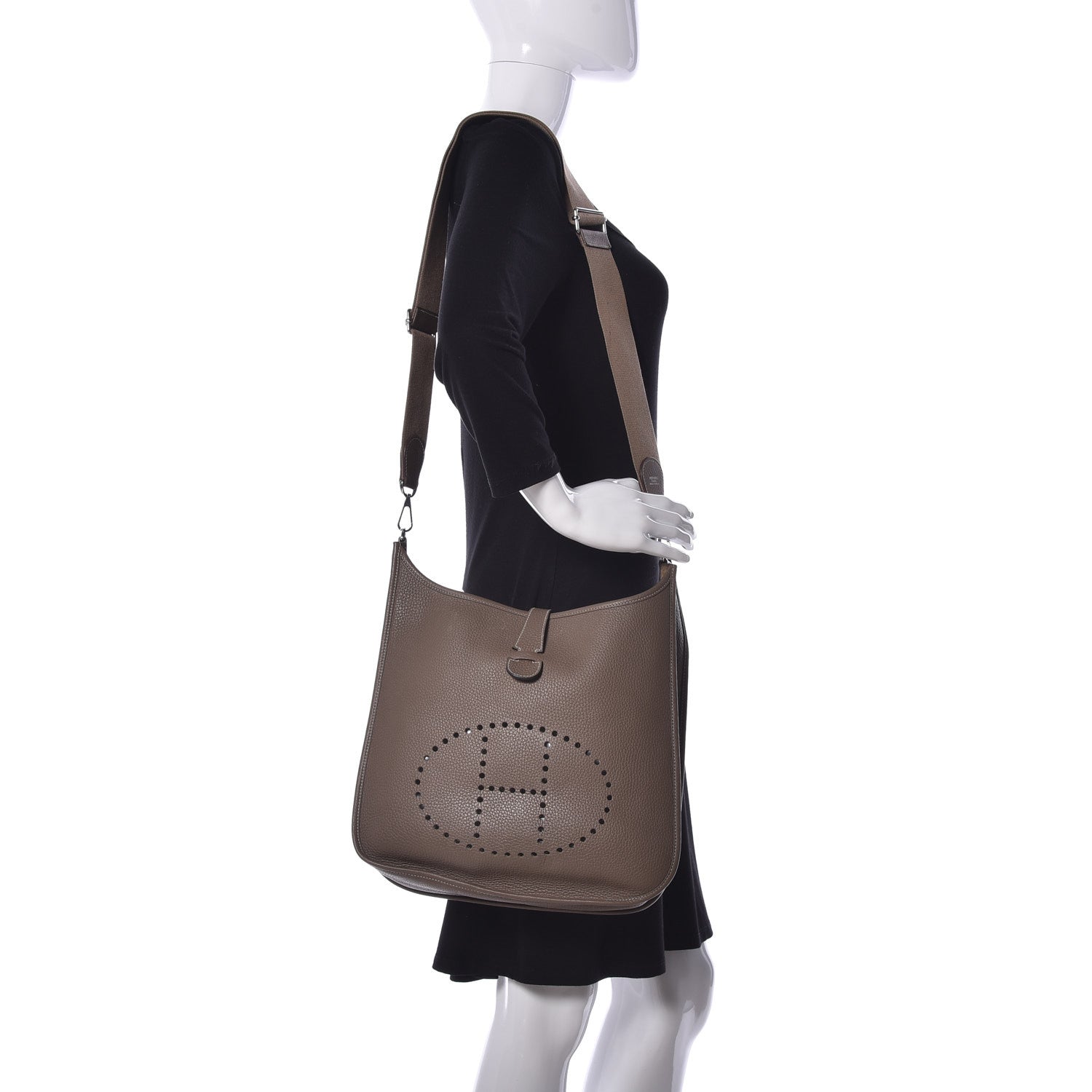 Hermes Taurillon Clemence Evelyne III GM Etoupe 2 of 8