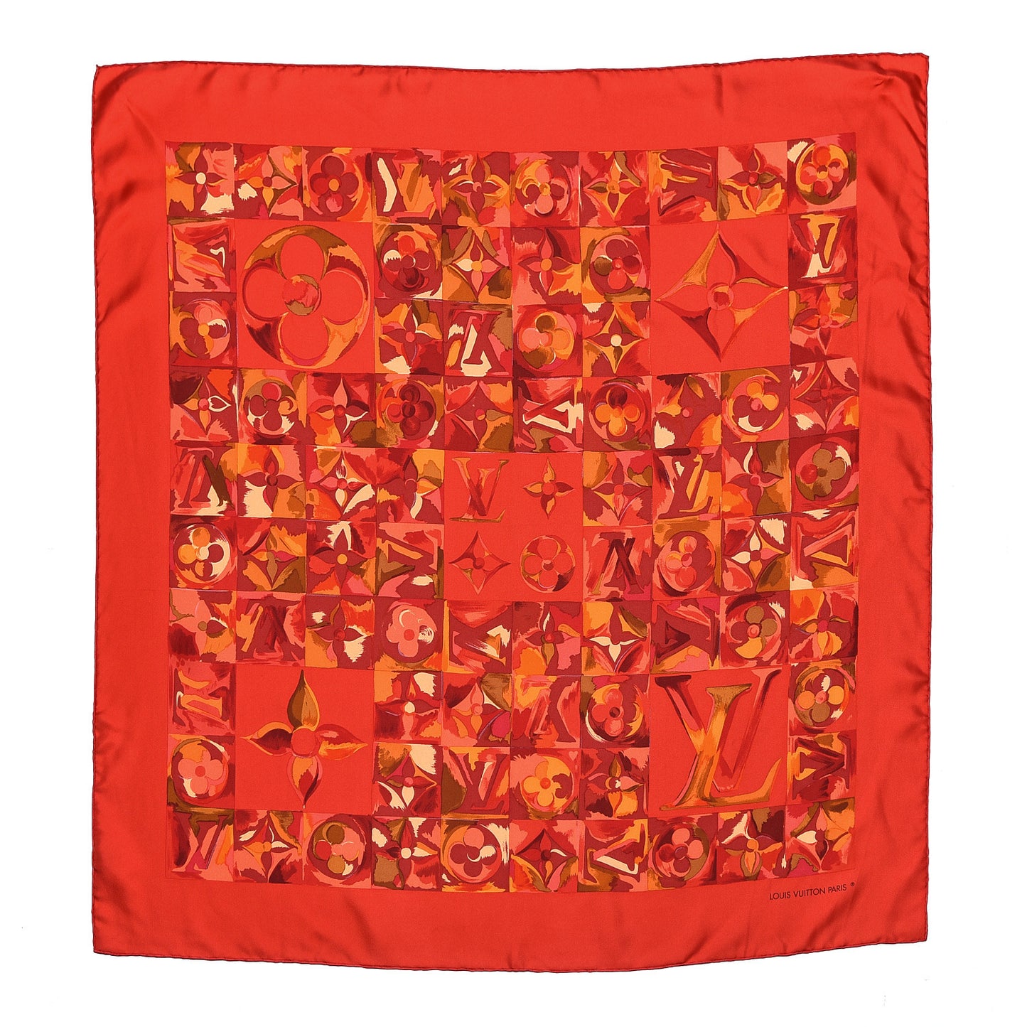Silk Au Fil De Temps Square Scarf Red