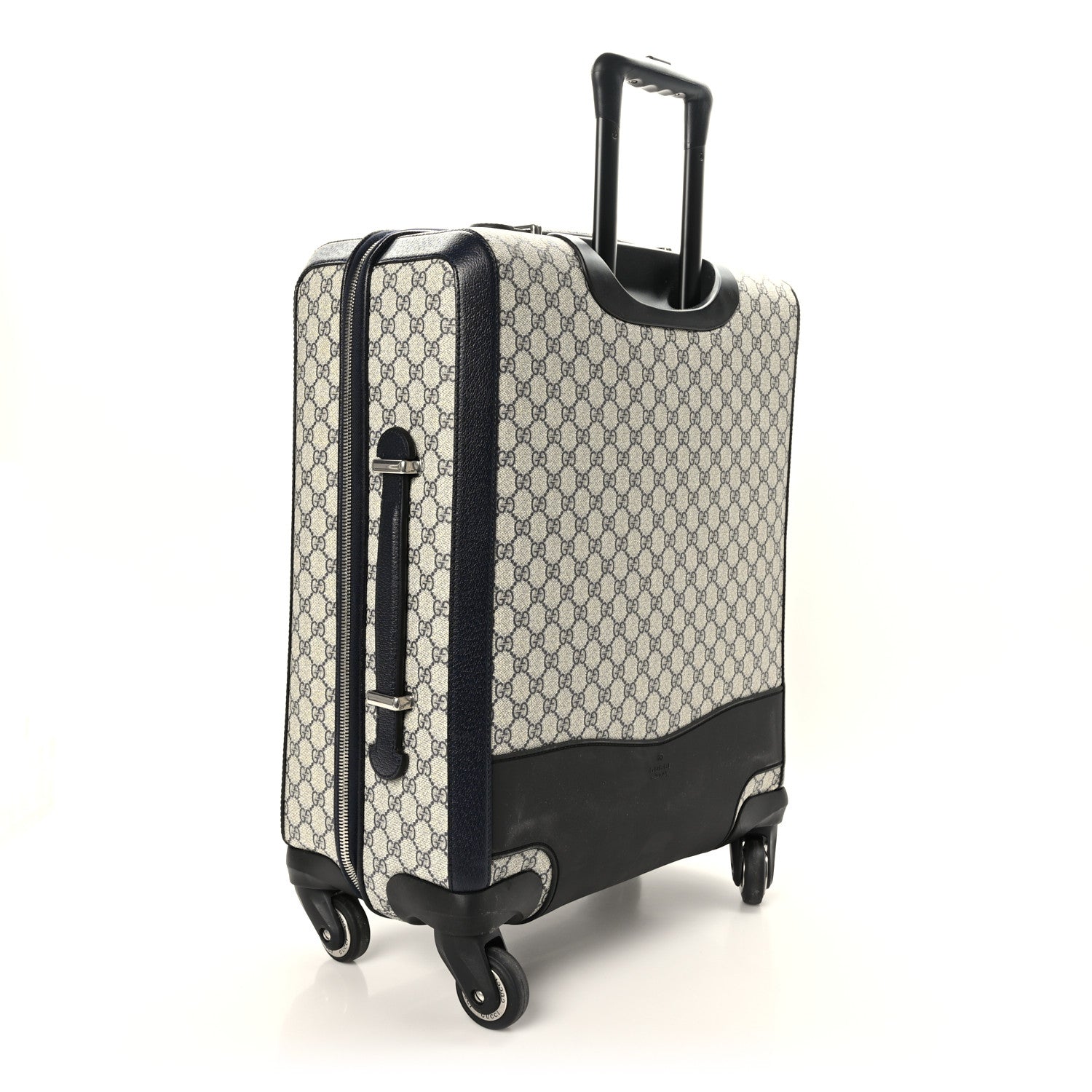 Gucci GG Supreme Monogram Textured Dollar Calfskin Web Small Savoy Cabin Trolley Beige Blue 2 of 9
