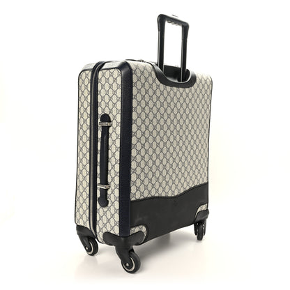Gucci GG Supreme Monogram Textured Dollar Calfskin Web Small Savoy Cabin Trolley Beige Blue 2 of 9