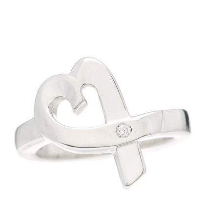Tiffany Sterling Silver Paloma Picasso Diamond Loving Heart Ring 49 4.75 1 of 4
