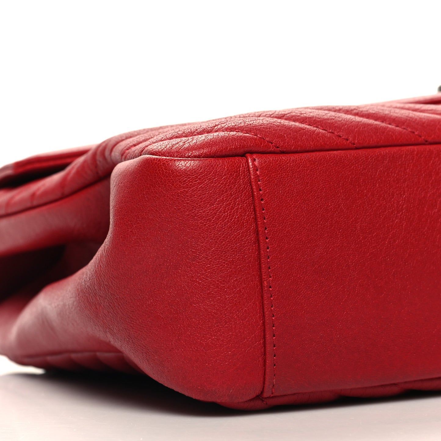 Sheepskin Matelasse Chevron Large College Monogram Satchel Rouge Eros
