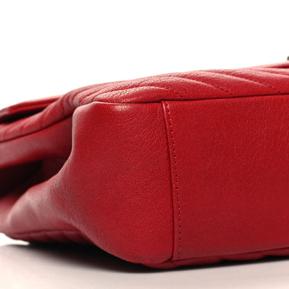 Saint Laurent Sheepskin Matelasse Chevron Large College Monogram Satchel Rouge Eros 9 of 10
