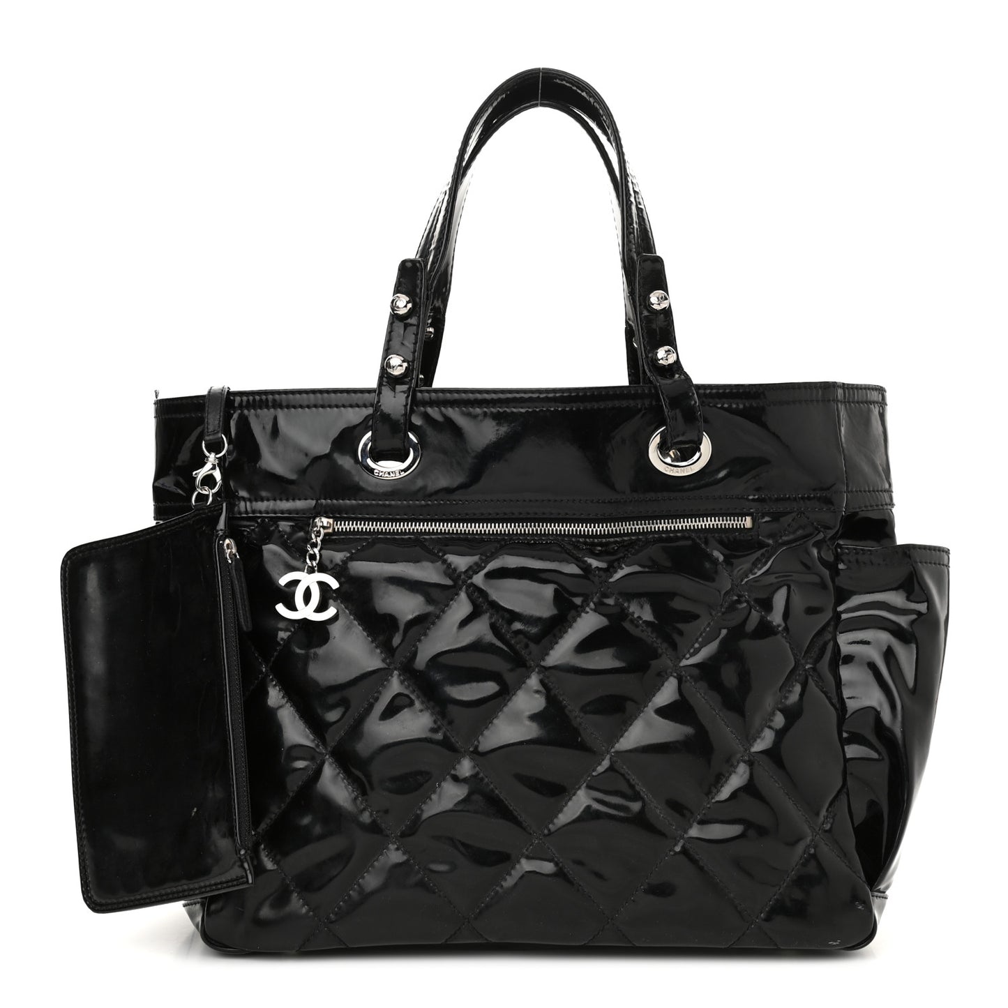 Vinyl Quilted Large Paris Biarritz Tote Black