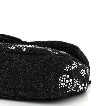 Chanel Tweed Swarovski Crystal Leopard Jumbo Flap  Black 10 of 10