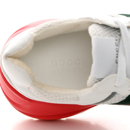 Gucci Lavaredo Eco Fabric Mesh Web Womens Rhyton Reflective Sneakers 36 Great White Green Red Silver 6 of 12