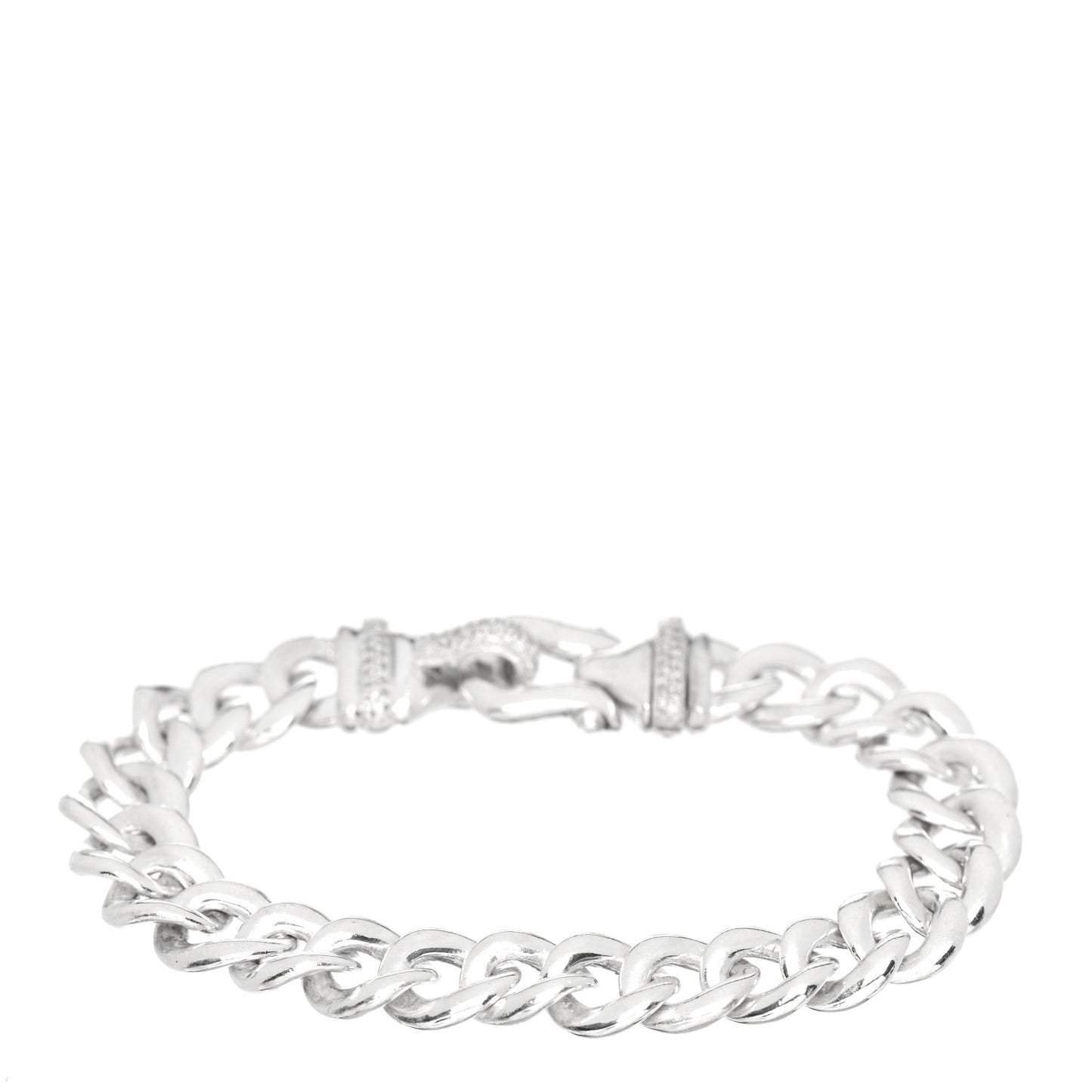 Sterling Silver Diamond 12mm Curb Link Buckle Bracelet