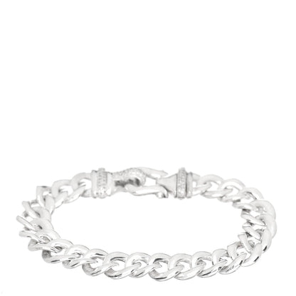 David Yurman Sterling Silver Diamond 12mm Curb Link Buckle Bracelet 3 of 4