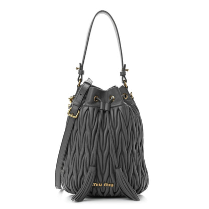 Miu Miu Nappa Matelasse Small Bucket Bag Marmo 1 of 9