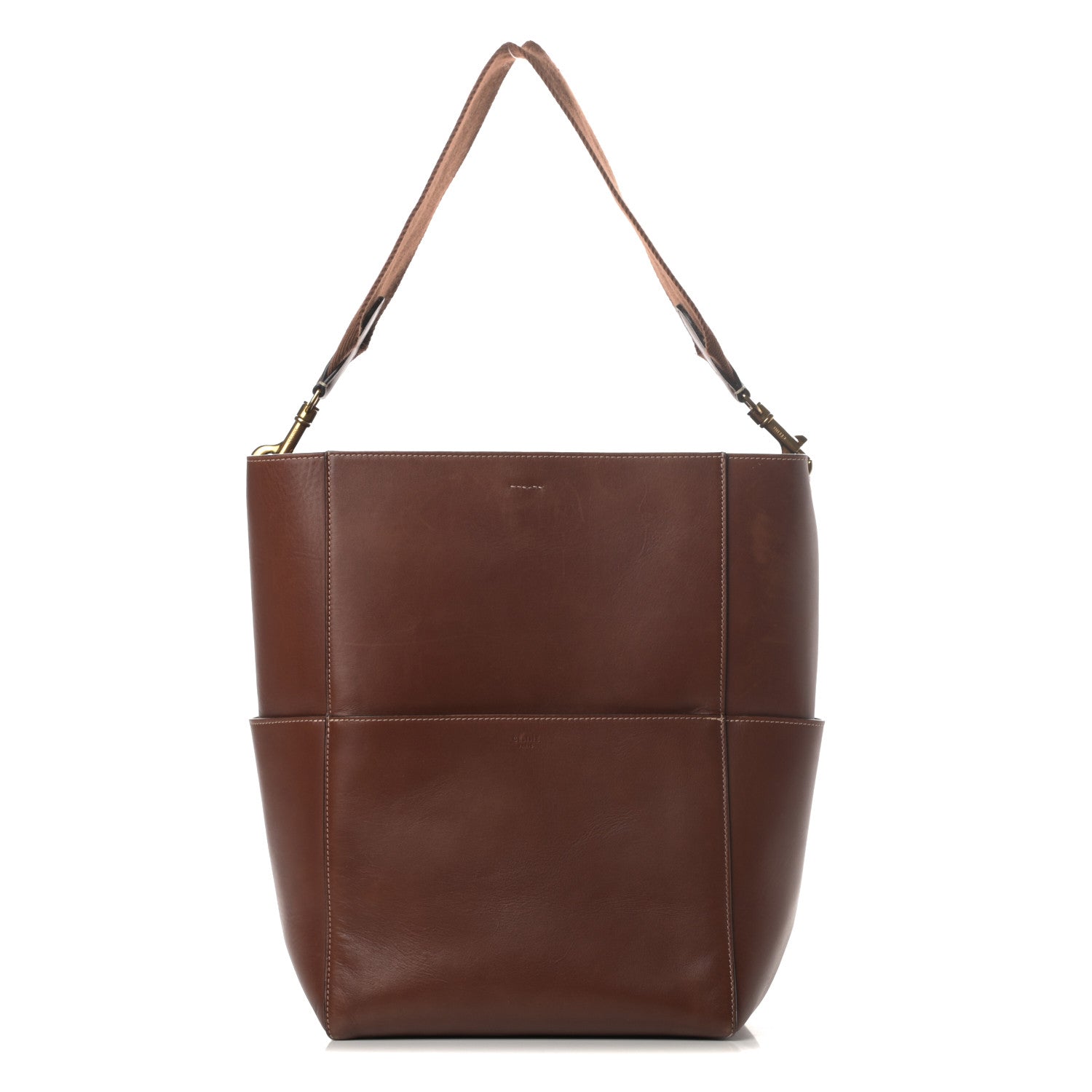 Celine Natural Calfskin Sangle Bucket Bag Dark Brown 1 of 15
