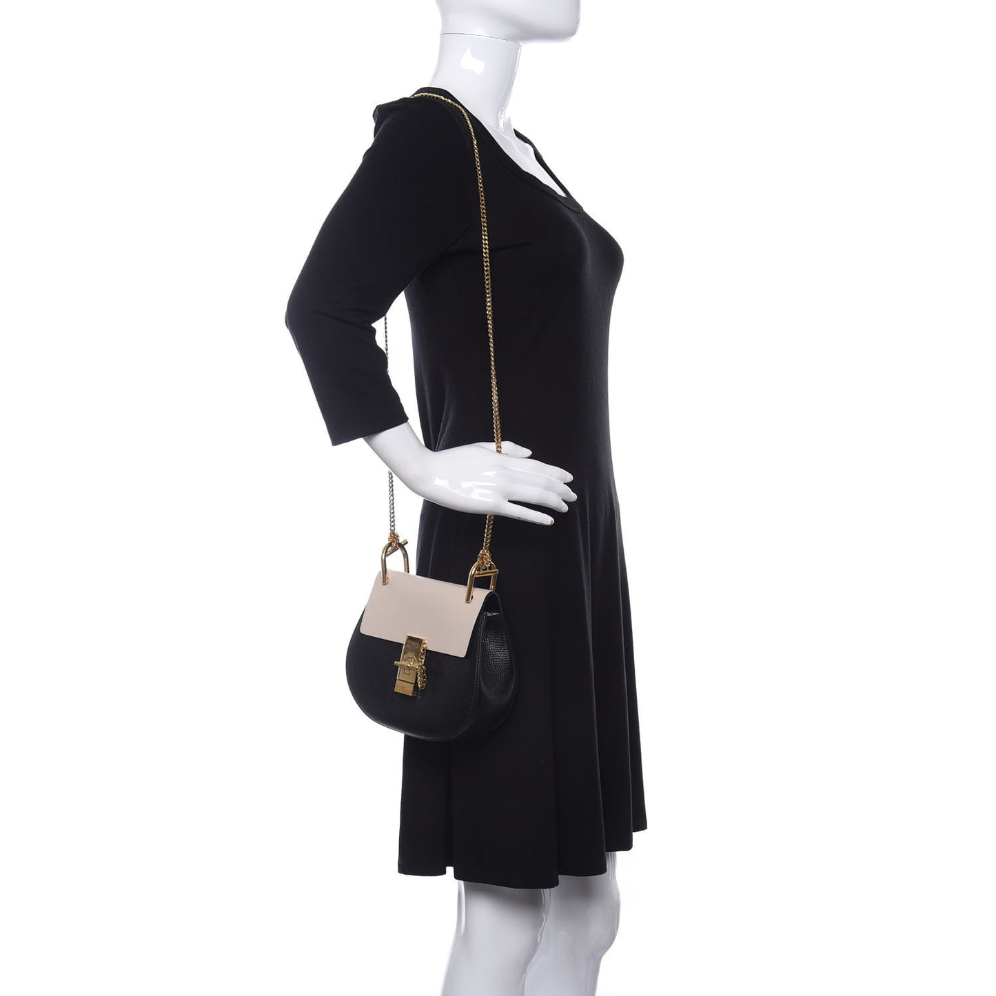 Grained Calfskin Lambskin Drew Shoulder Bag