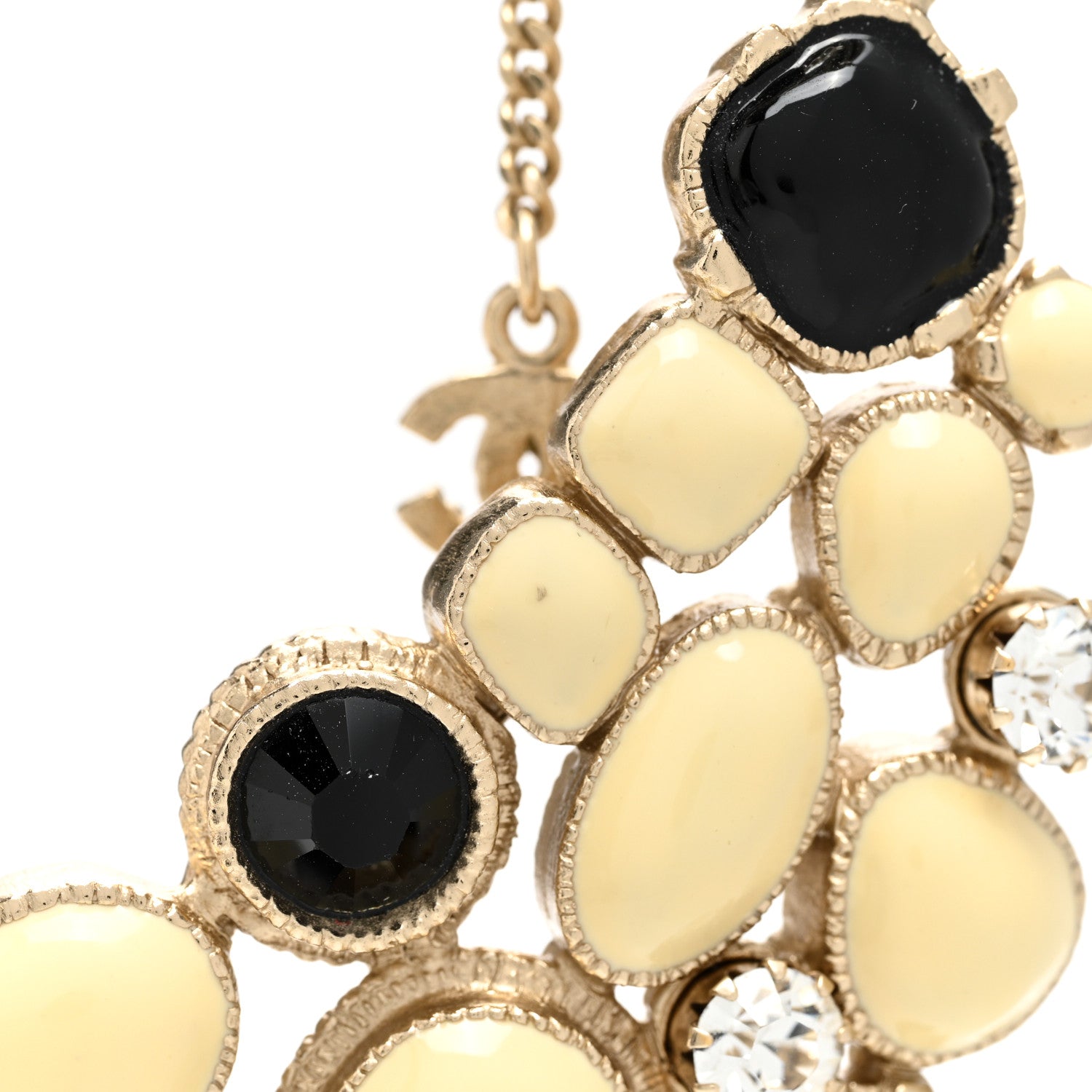 Chanel Crystal Resin Bib Necklace Black Ivory 5 of 6