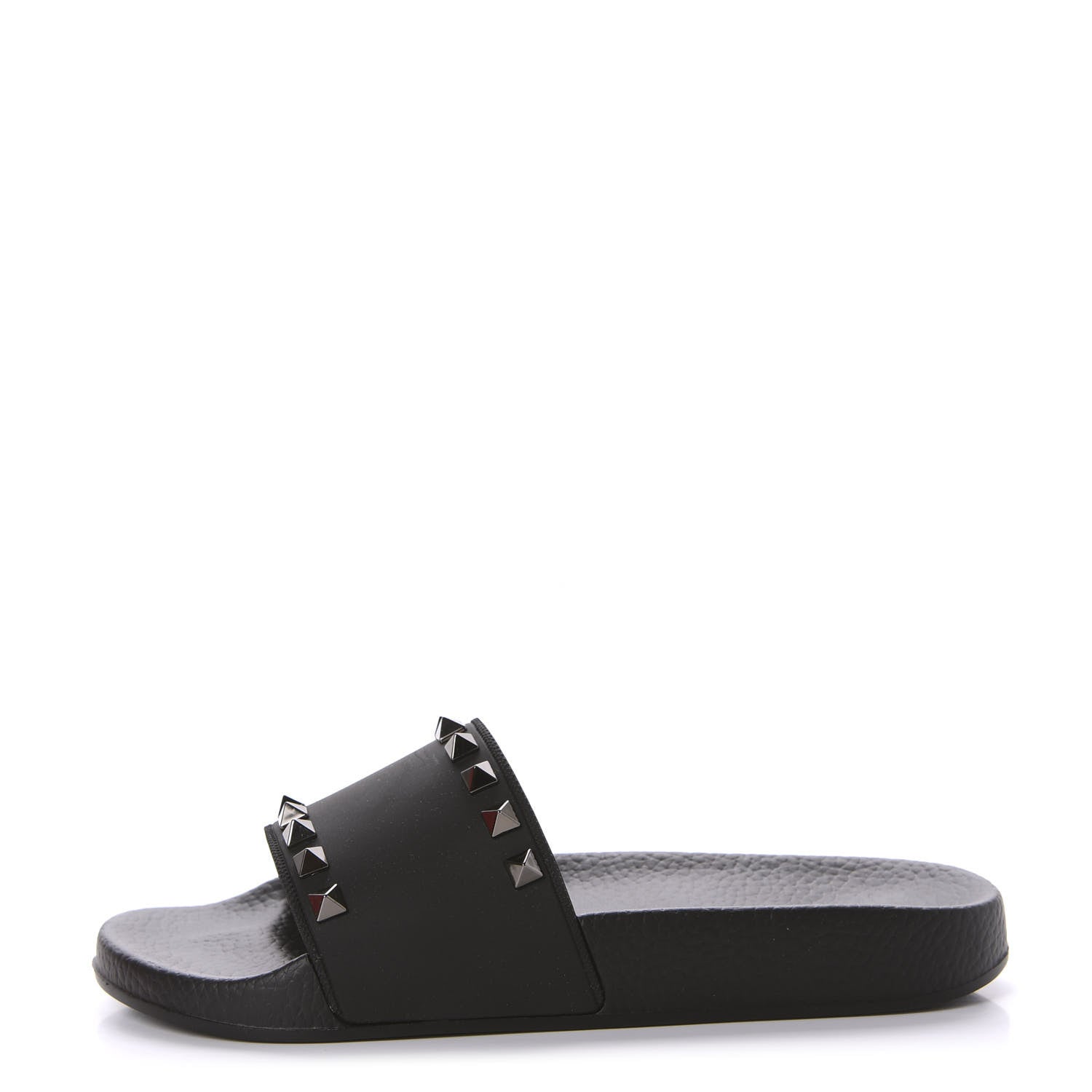 Valentino Garavani Rubber Rockstud Slide Sandals 36 Black 1 of 9