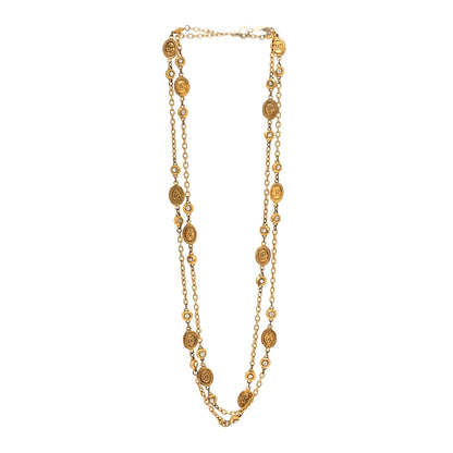 Chanel Crystal CC Medallion Station Necklace Gold 3 of 5