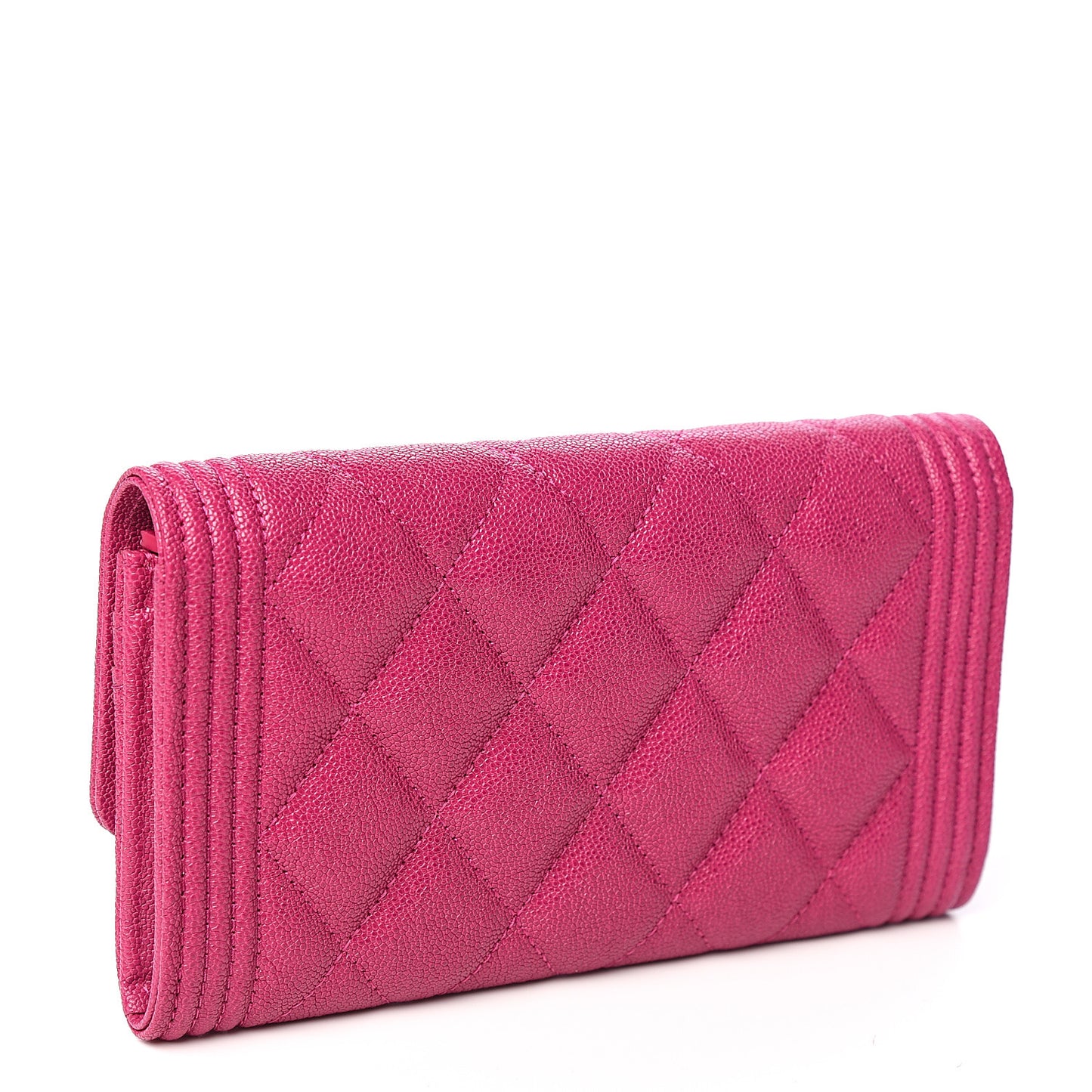 Caviar Quilted Medium Boy Flap Wallet Fuchsia