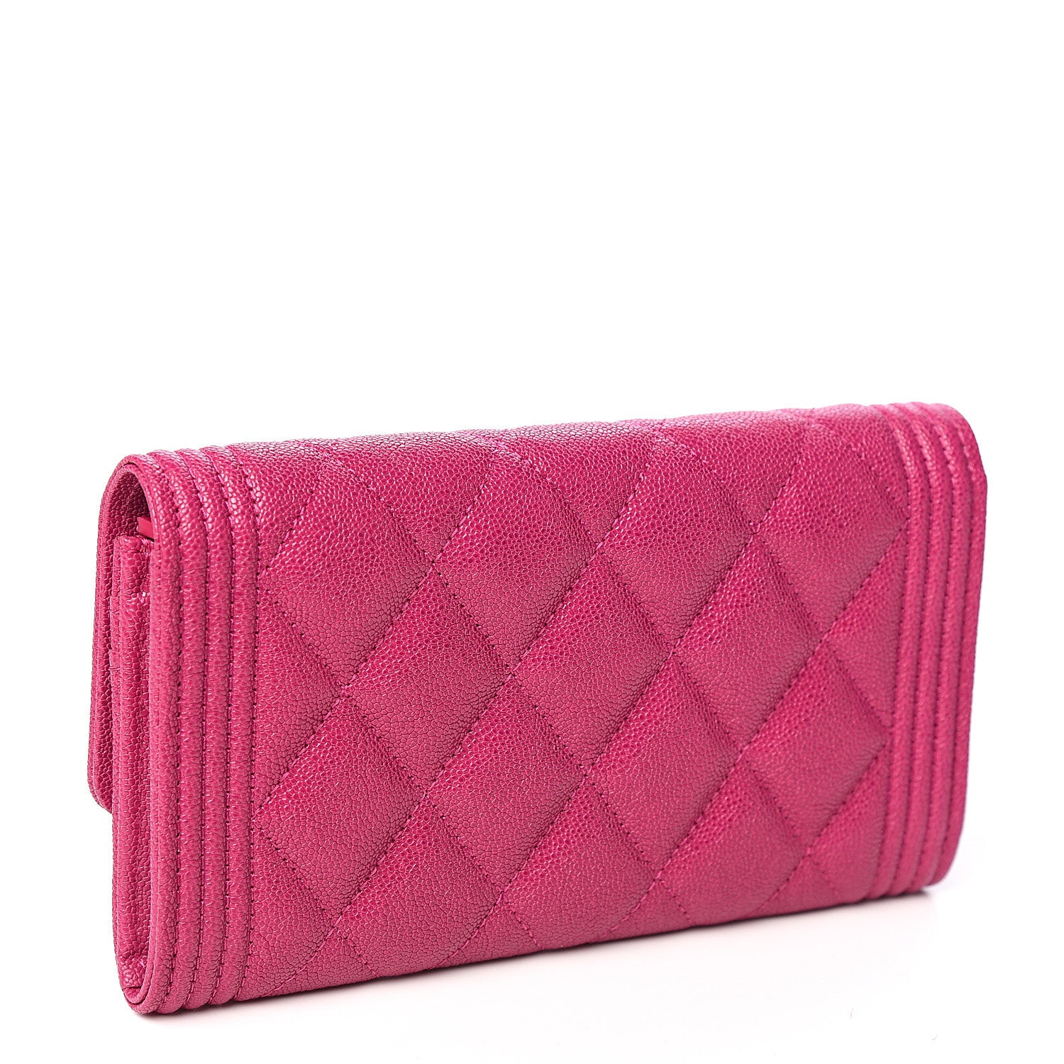 Chanel Caviar Quilted Medium Boy Flap Wallet Fuchsia 2 of 7