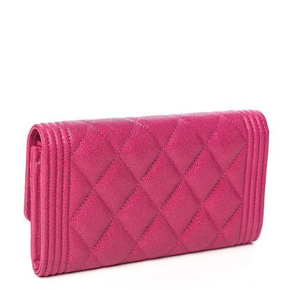 Chanel Caviar Quilted Medium Boy Flap Wallet Fuchsia 2 of 7