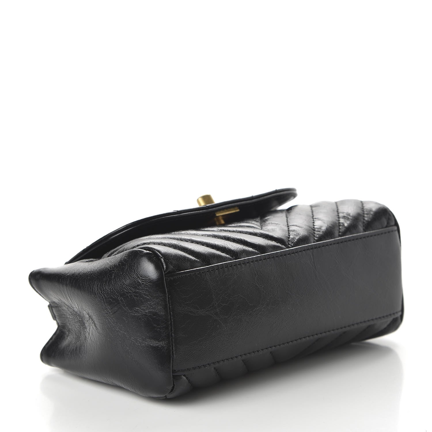 Chanel Glazed Calfskin Chevron Quilted Small Hampton Flap Black 4 of 11