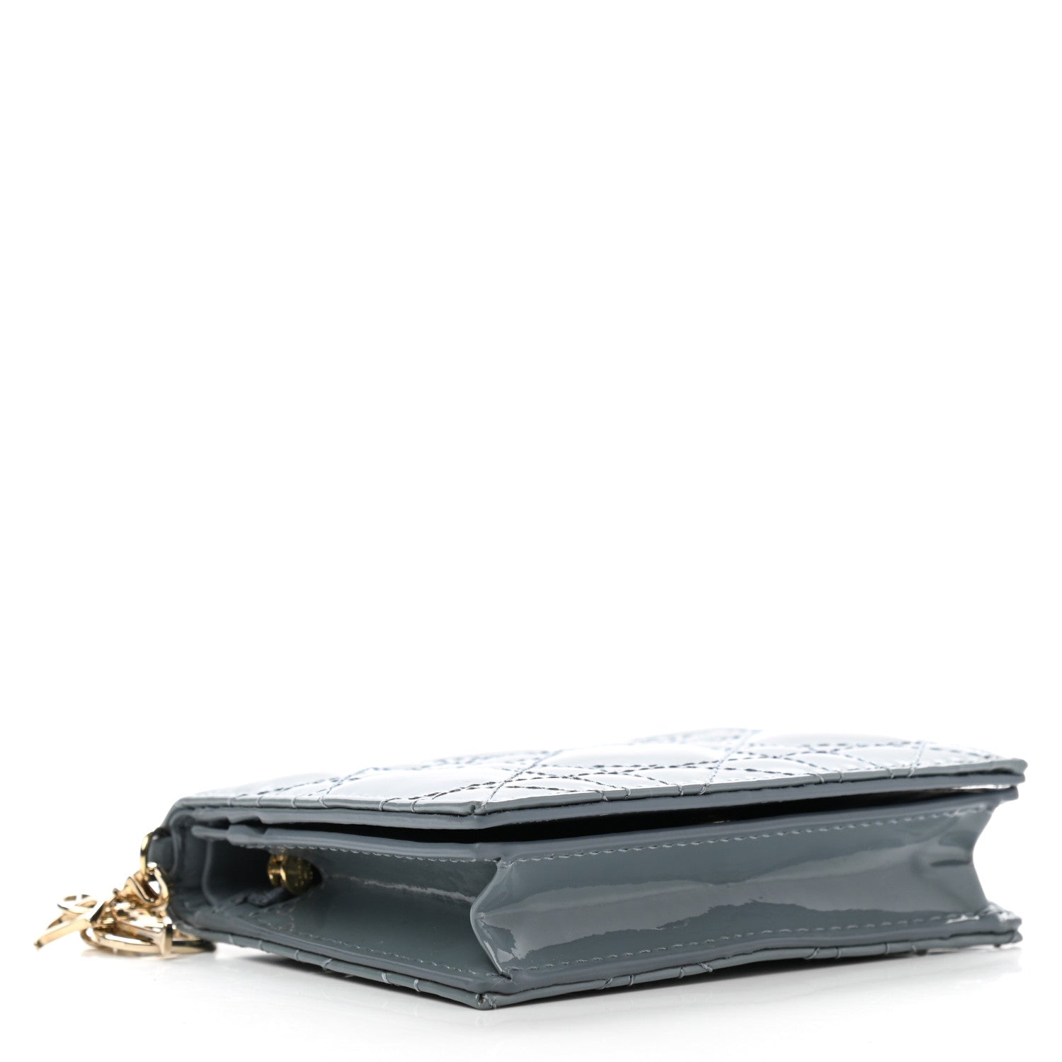 Christian Dior Patent Cannage Mini Lady Dior Wallet Gray Stone 4 of 8