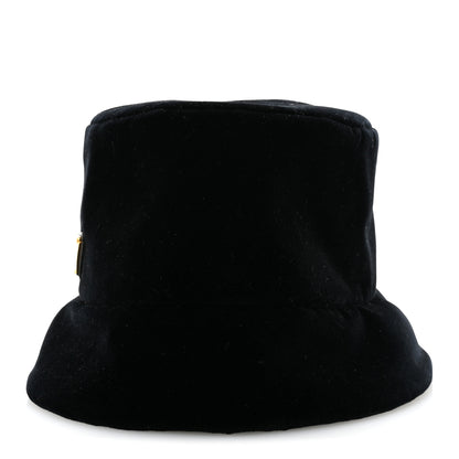 Prada Velvet Triangle Womens Bucket Hat S Black 3 of 10