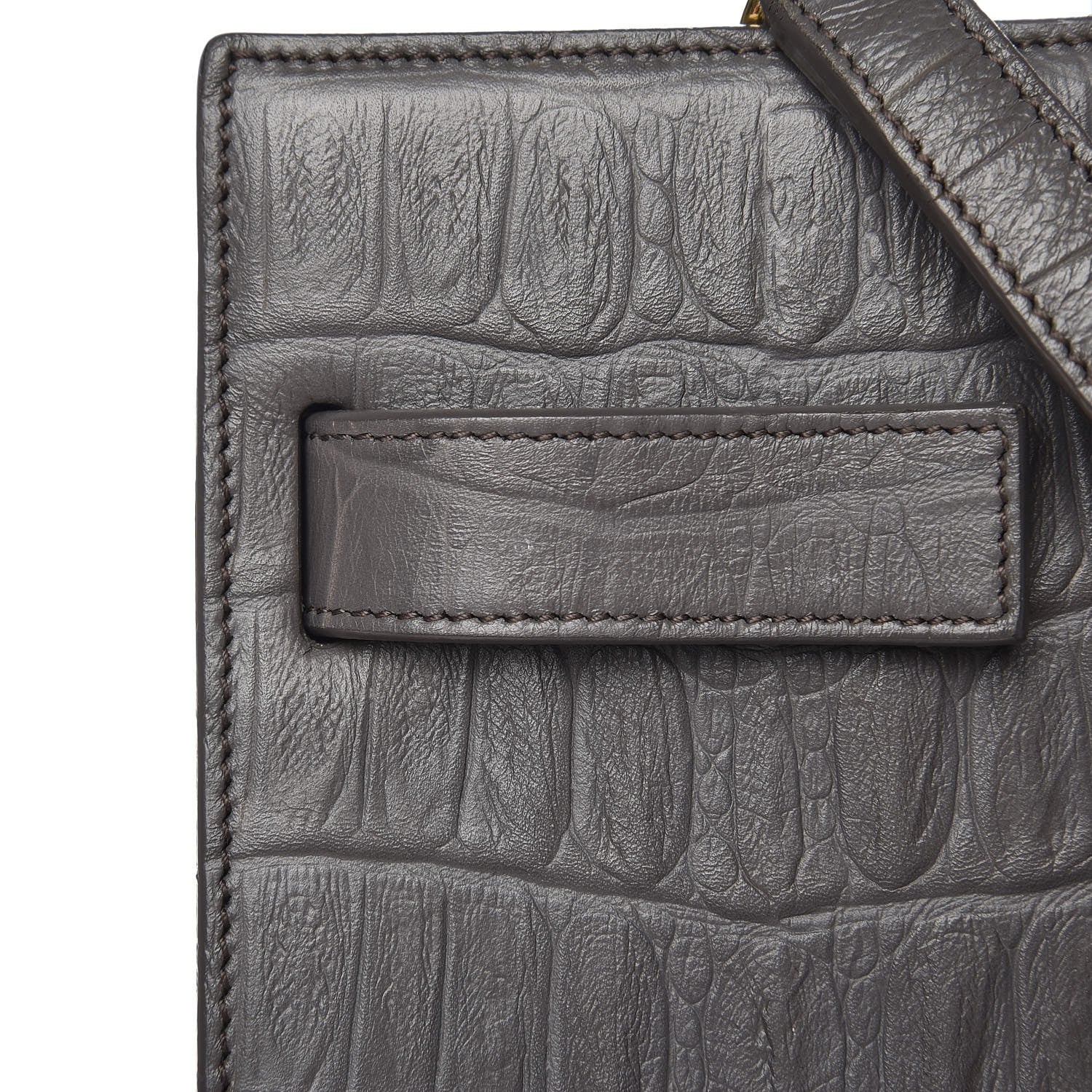 Saint Laurent Calfskin Crocodile Embossed Small Sac De Jour Earth 10 of 12