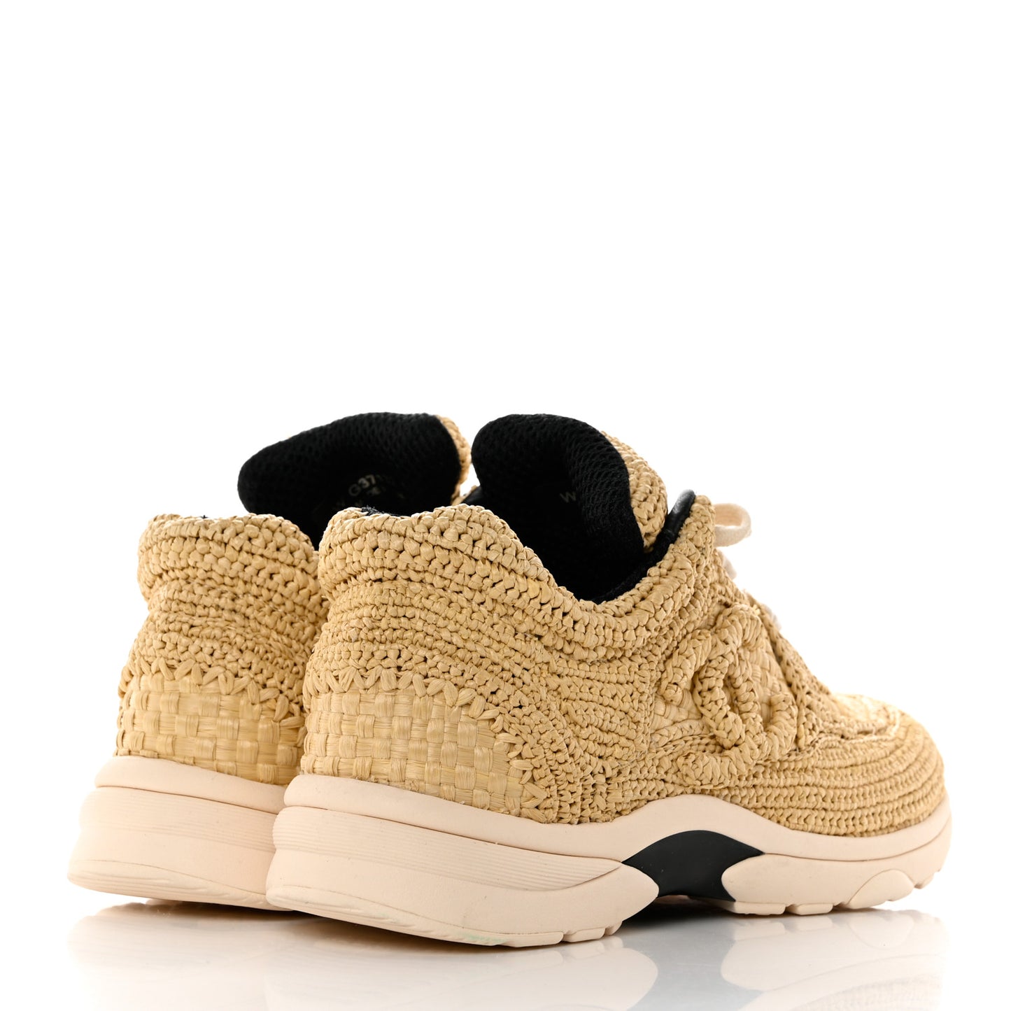 Braided Raffia Womens CC Sneakers 36 Beige