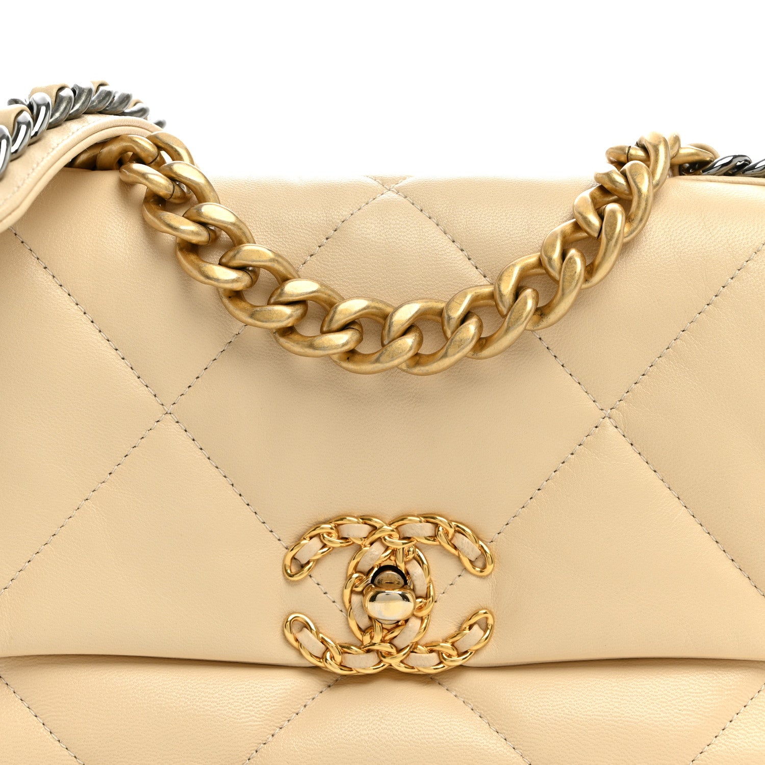 Chanel Lambskin Quilted Medium Chanel 19 Flap Light Beige 8 of 10