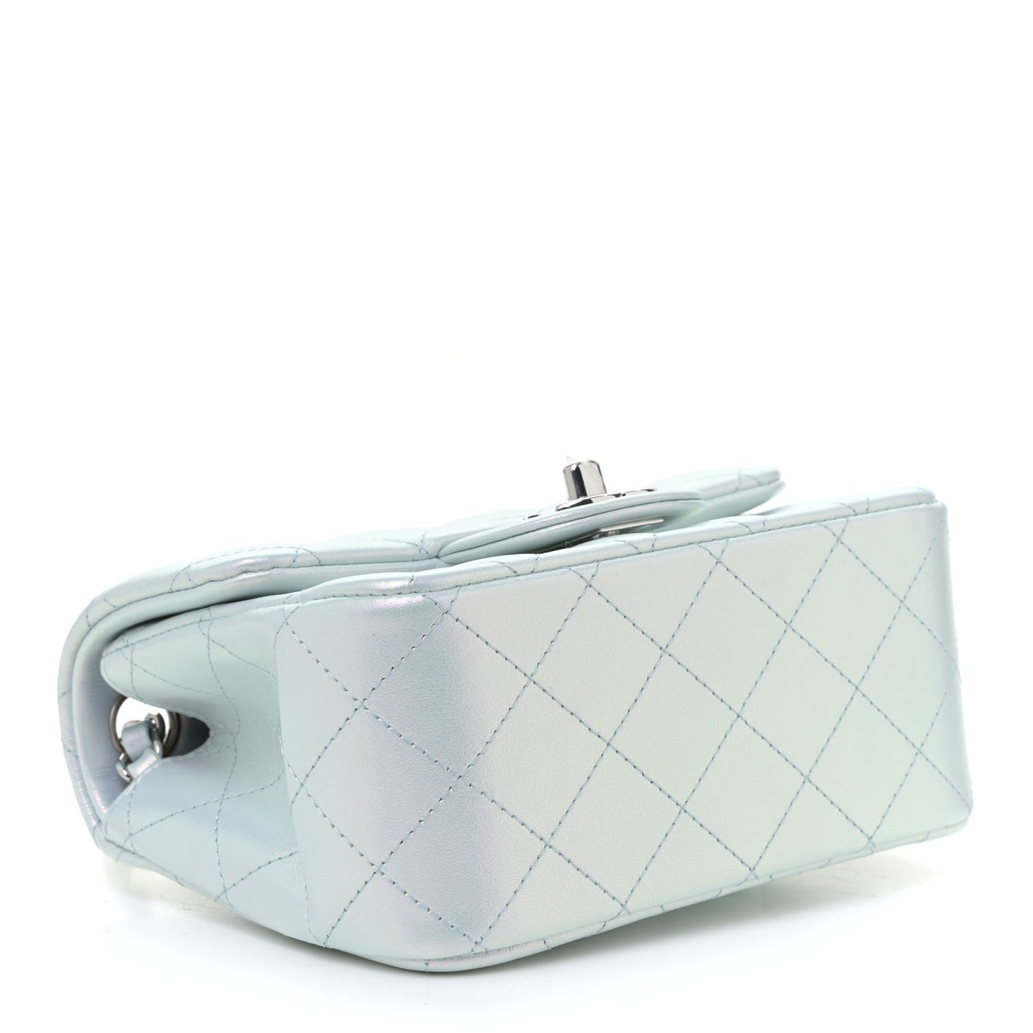 Chanel Iridescent Lambskin Quilted Mini Square Flap Light Blue 4 of 12