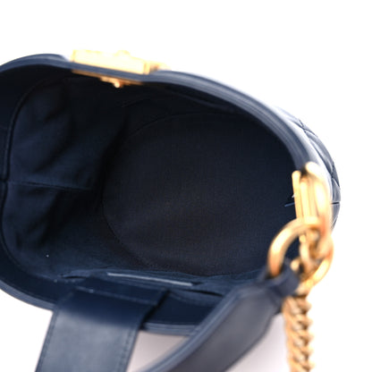 Chanel Calfskin Quilted Boy Bucket Bag Navy Blue 5 of 10