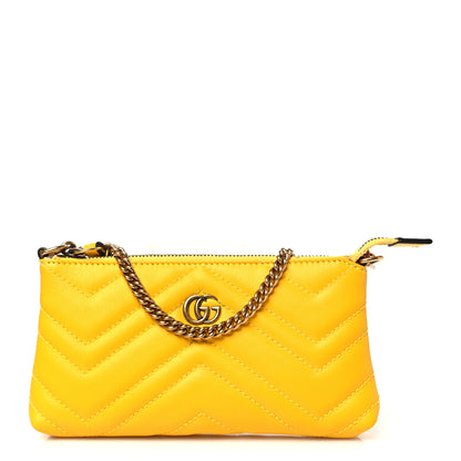 Gucci Calfskin Matelasse Mini GG Marmont Chain Bag Stone Topaz 1 of 11