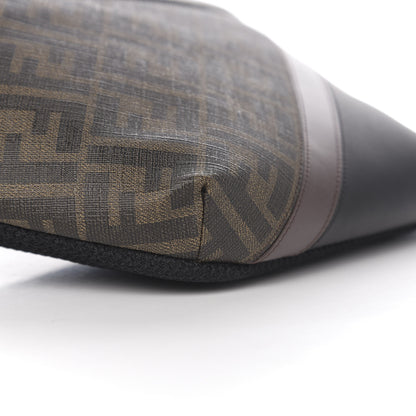 Fendi Glazed Fabric Vitello Liberty FF 1974 Diagonal Belt Bag Tobacco Moresco Black 7 of 9