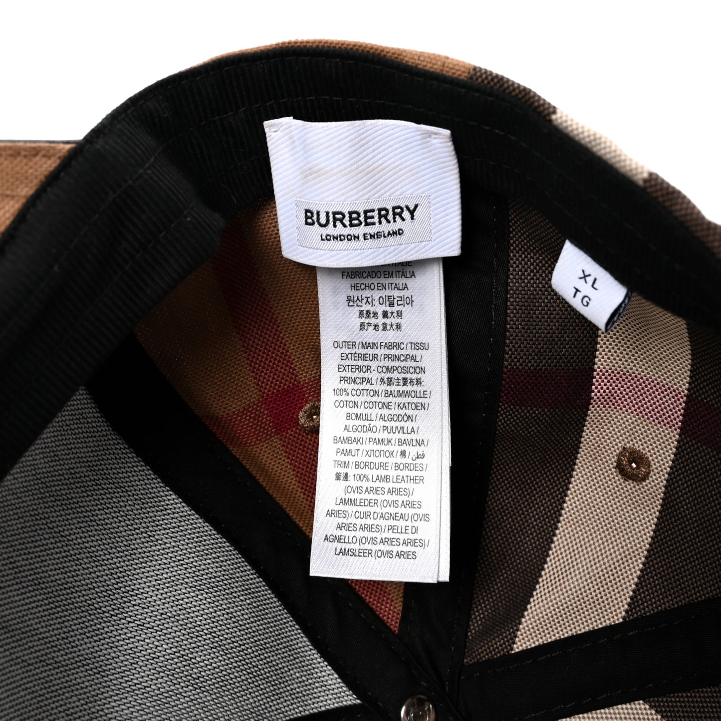 Cotton Check Baseball Cap XL Dark Birch Brown