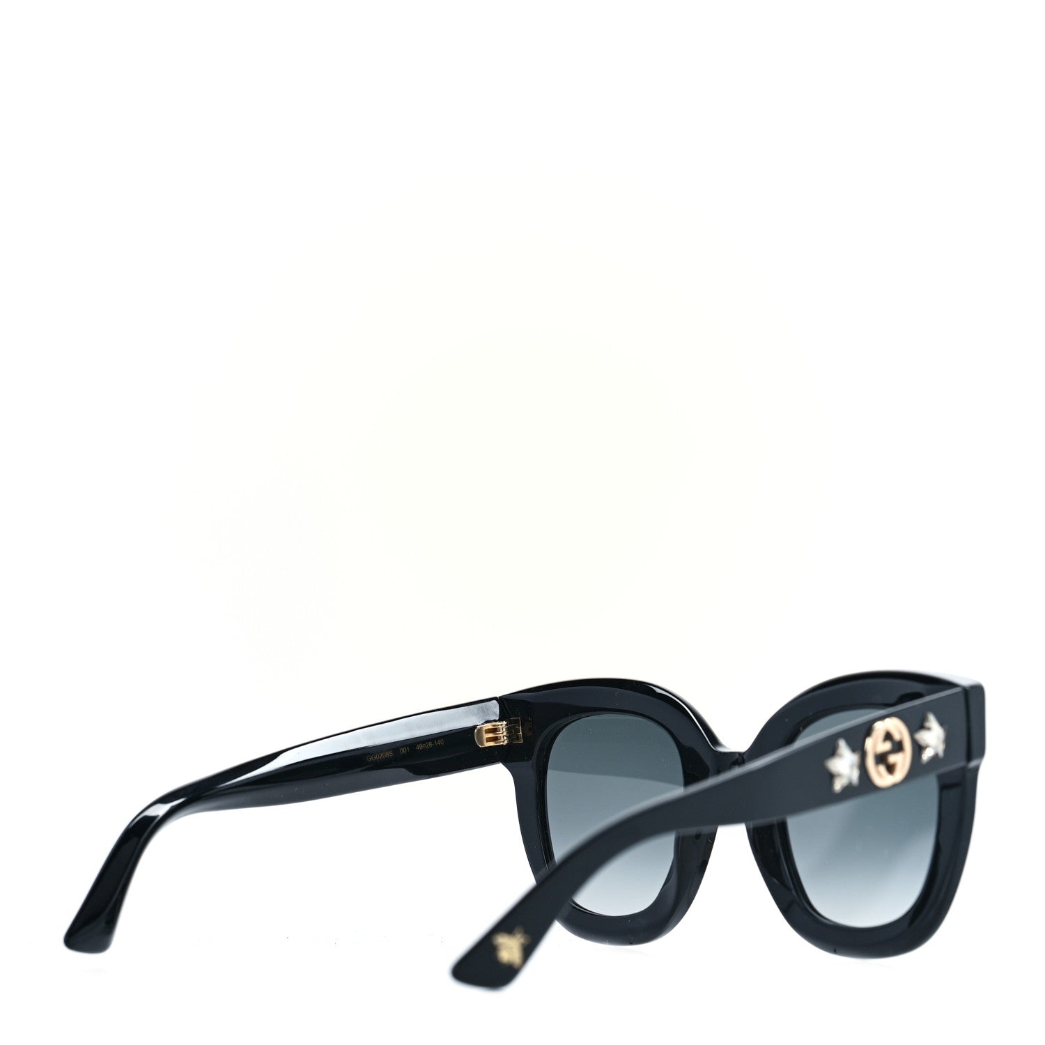 Gucci Acetate Crystal Star Round Frame Sunglasses GG0208S Black 3 of 8