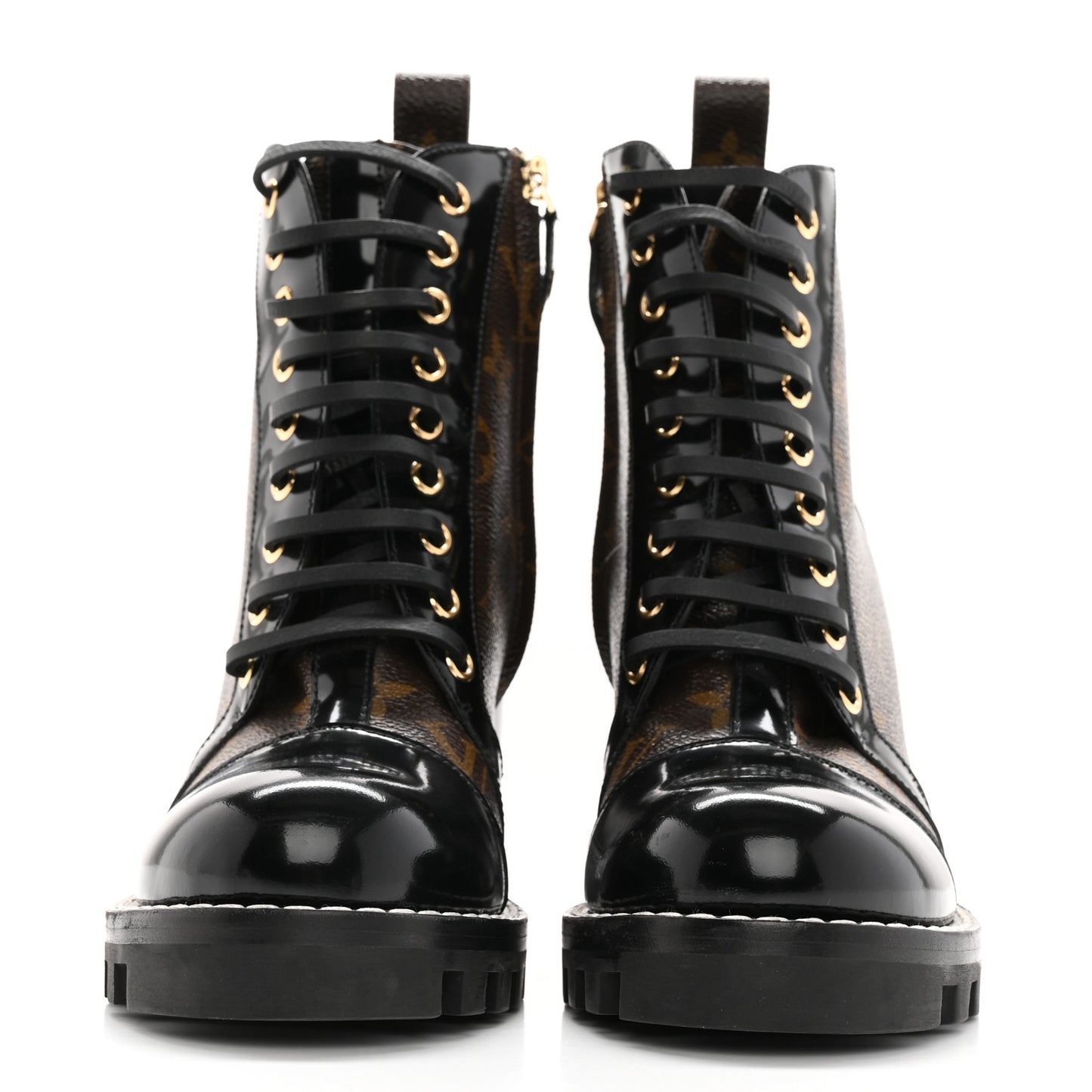 Patent Calfskin Monogram Star Trail Ankle Boots 36.5 Black