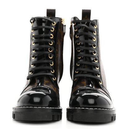 Louis Vuitton Patent Calfskin Monogram Star Trail Ankle Boots 36.5 Black 2 of 26